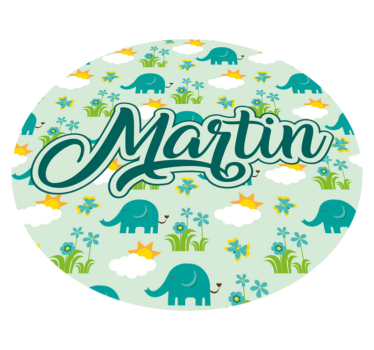 Elephants and flowers with name kids rug - TenStickers