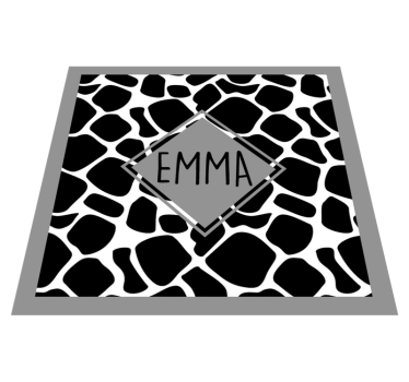 Black and white giraffe with name teenage bedroom rug - TenStickers