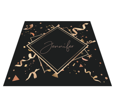 Gold confetti with name teenage bedroom rug - TenStickers