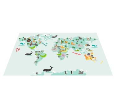Nordic turquese worldmap kids vinyl carpet - TenStickers