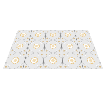 Kitchen grey and yellow tiles kitchen flooring - TenStickers