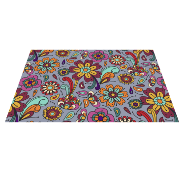 70's retro flowers pattern flower rug - TenStickers