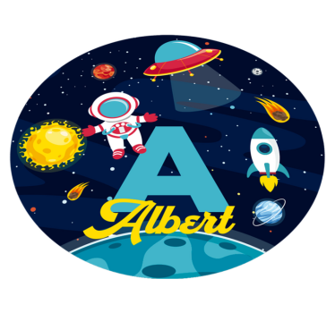 Custom name in space kids rug - TenStickers