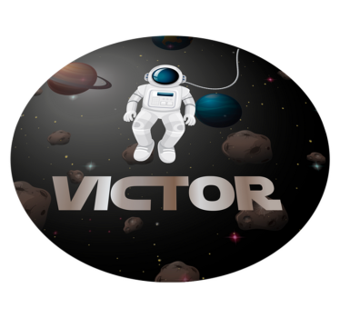 Universe astronaut with name kids rug - TenStickers