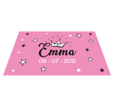 Baby pink Princess with name  personalised vinyl rug - TenStickers