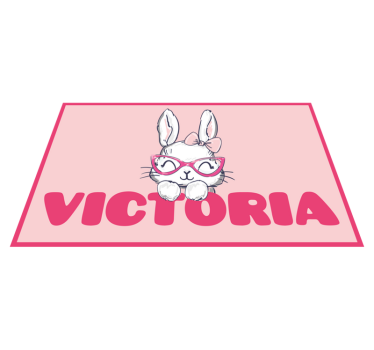 Bunny with glasses and name kids rug - TenStickers