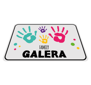 Handprints with family name entrance hall rug - TenStickers