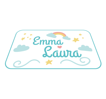 Double name with rainbow kids rug - TenStickers