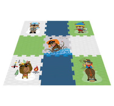 Cute bear adventure kids rug - TenStickers