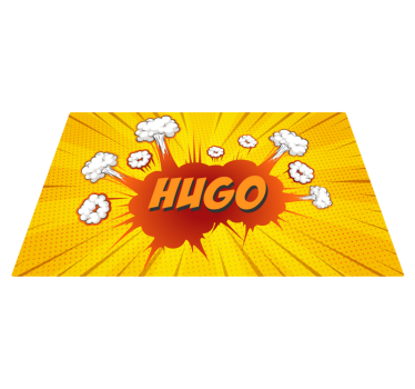 Comic speech bubble with name personalised vinyl rug - TenStickers