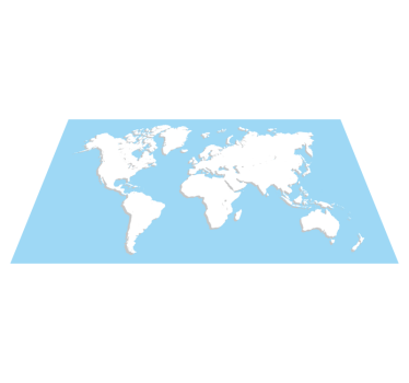 World map in blue rectangular vinyl rug - TenStickers