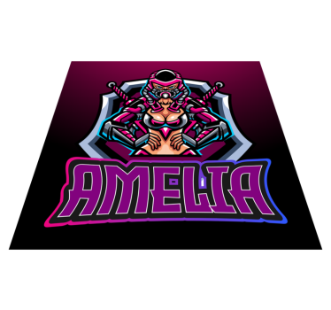 Gaming heroine with name teenage bedroom rug - TenStickers
