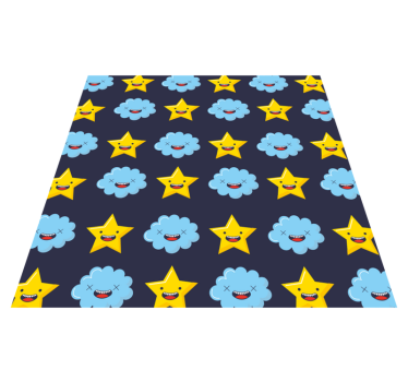 Grinning Celestial Clouds star rug - TenStickers