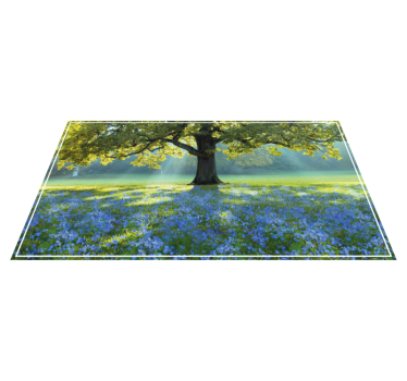 Blue flowers and a tree flower rug - TenStickers