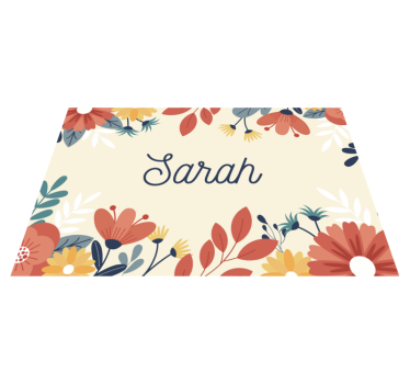 Personalized Floral Name custom floor mat - TenStickers