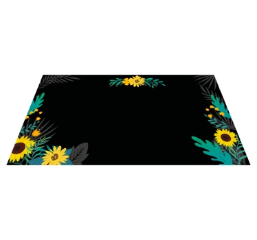 Sunflowers on black background flower rug - TenStickers