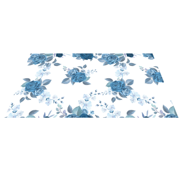 Blue delicate flower pattern flower rug - TenStickers