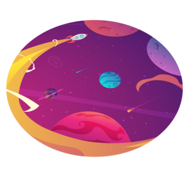 Cosmic rocket journey star rug - TenStickers