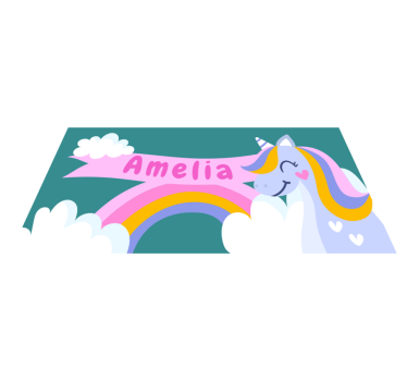 Rainbow unicorn costum kids rug - TenStickers
