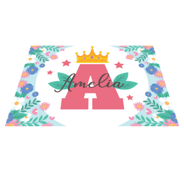Crowned initial and name kids rug - TenStickers