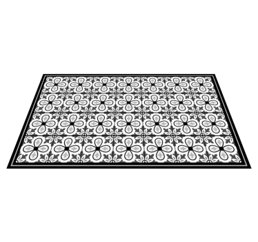 Black and white tiles kitchen floor vinyl rug - TenStickers