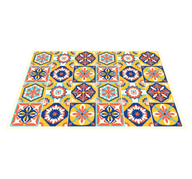 Warm shades colors kitchen flooring - TenStickers