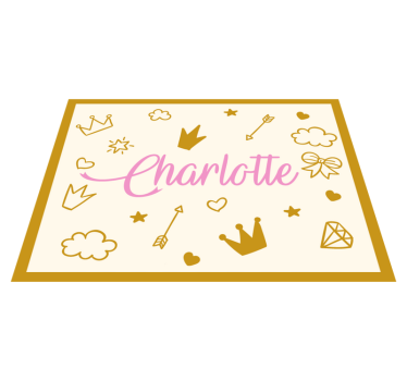 Princess theme with name custom floor mat - TenStickers