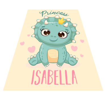 Dinosaur princess with name kids rug - TenStickers