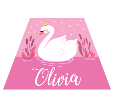 Princess swan with name kids rug - TenStickers