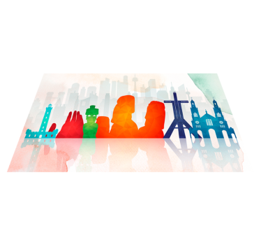 Colorful Skyline Silhouettes office carpet - TenStickers