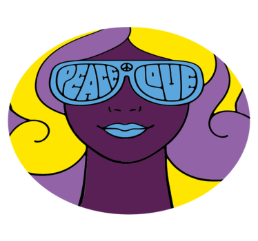 Girl with peace and love glasses retro rug - TenStickers