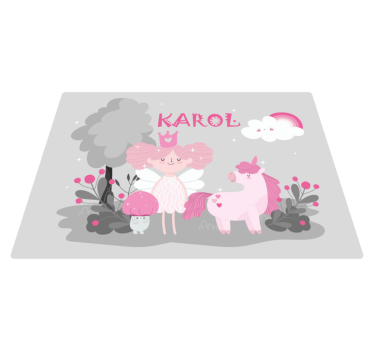 Fairy tale scene with name kids rug - TenStickers