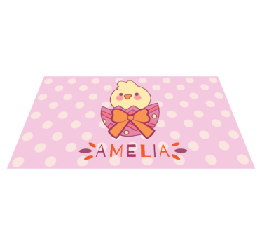 Pink chick with name nursery rug - TenStickers