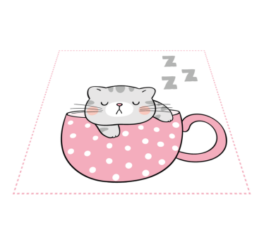 Cute cat sleeping on cup coffee cartoon animal mat - TenStickers