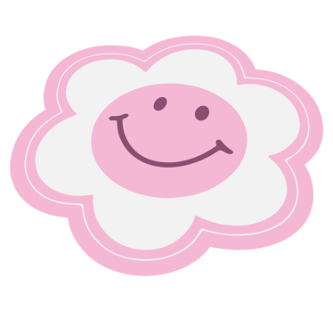 Flower pink and white smiley face bedroom carpet - TenStickers
