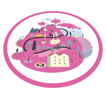 Colorful Village Scene road map rug - TenStickers