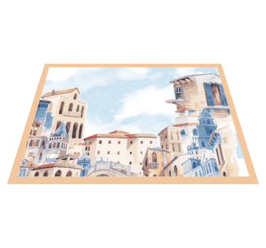 Coastal Cityscape bedroom carpet - TenStickers