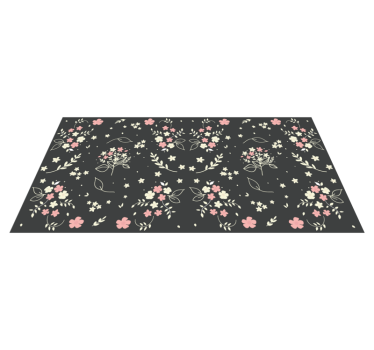 Little pink white flowers on dark flower rug - TenStickers