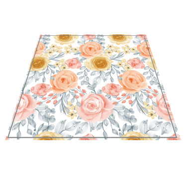 Pink roses watercolor effect square rug - TenStickers