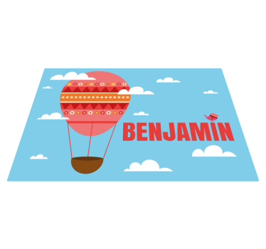 Red air balloon with name kids rug - TenStickers