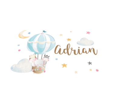 Aerial balloon with name kids rug - TenStickers