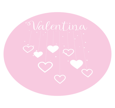 Hanging pink hearts with name kids rug - TenStickers
