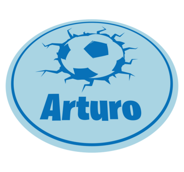 Beaking football ball with name kids rug - TenStickers