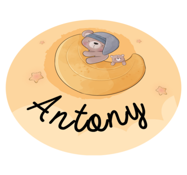 Sleepy bear with name custom floor mat - TenStickers