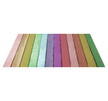 Vibrant rainbow lines wood effect rug - TenStickers
