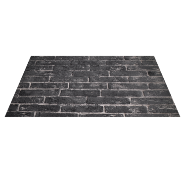 Chic black brick stone effect vinyl rug - TenStickers