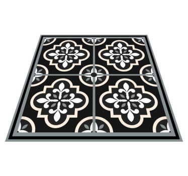 Black and white floral pattern geometric carpet - TenStickers
