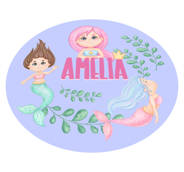 Mermaid friends with name kids rug - TenStickers