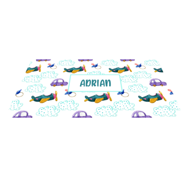 Watercolor nordic pattern with name kids vinyl carpet - TenStickers
