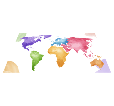 Colorful watercolor worldmap  vinyl map rug - TenStickers